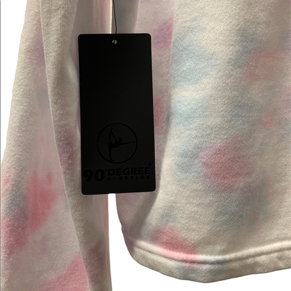 New! 90 Degree by Reflex Cotton Candy Tie Dye Cropped Hoodie, Size XL - Picture 6 of 7